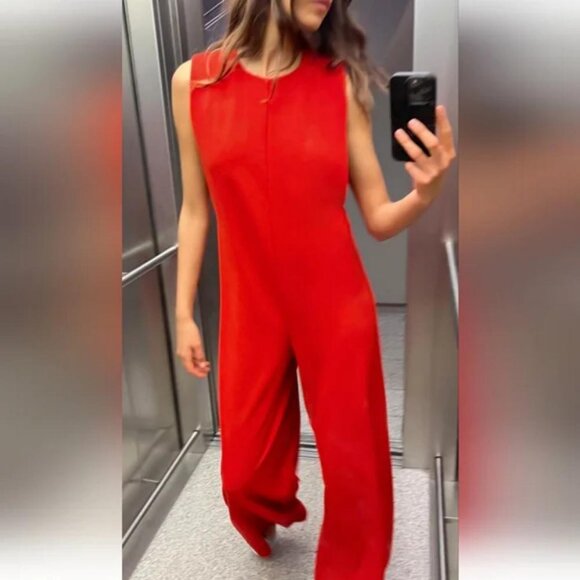 ZARA CREPE PALAZZO JUMPSUIT - Picture 2 of 6